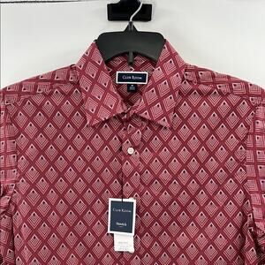 Club Room Men's Stretch LS Button Down Shirt - Red/Black - Medium - NWT